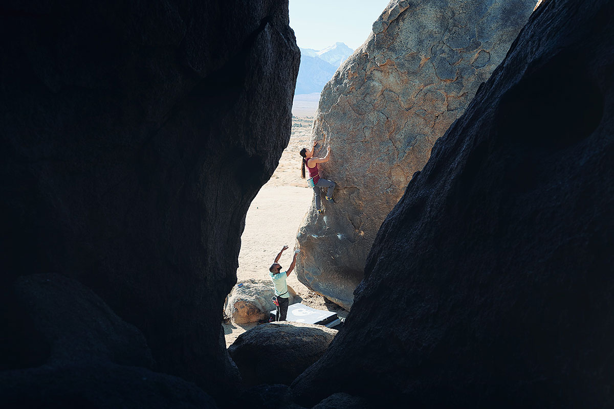 Rock climbing at Alabama Hills.